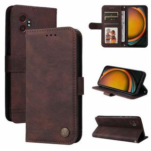 For Samsung Galaxy XCover7 Pro Skin Feel Life Tree Metal Button Leather Phone Case(Brown)
