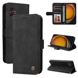 For Samsung Galaxy XCover7 Pro Skin Feel Life Tree Metal Button Leather Phone Case(Black)
