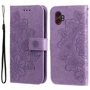 For Samsung Galaxy XCover7 Pro Seven-petal Flowers Embossing Leather Phone Case(Light Purple)