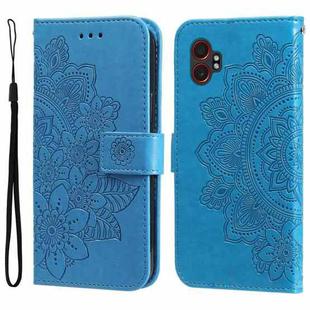 For Samsung Galaxy XCover7 Pro Seven-petal Flowers Embossing Leather Phone Case(Blue)