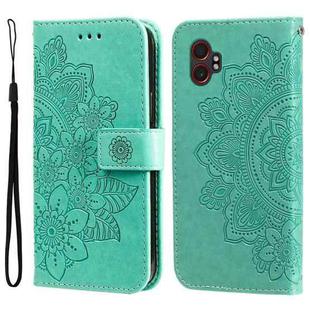 For Samsung Galaxy XCover7 Pro Seven-petal Flowers Embossing Leather Phone Case(Green)