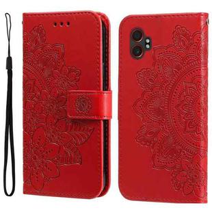 For Samsung Galaxy XCover7 Pro Seven-petal Flowers Embossing Leather Phone Case(Red)