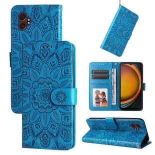 For Samsung Galaxy XCover7 Pro Embossed Sunflower Leather Phone Case(Blue)