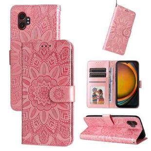 For Samsung Galaxy XCover7 Pro Embossed Sunflower Leather Phone Case(Rose Gold)