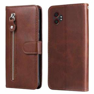 For Samsung Galaxy XCover7 Pro Fashion Calf Texture Zipper Leather Phone Case(Brown)
