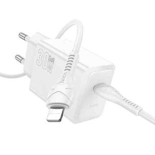 hoco N70 PD30W Type-C Single Port Charger with 1m Type-C to 8 Pin Data Cable, Specification:EU Plug(White)