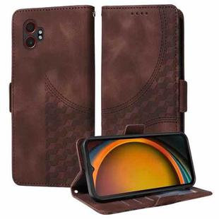 For Samsung Galaxy XCover7 Pro Embossed Rhombus Starry Leather Phone Case(Brown)
