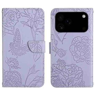For iPhone 17 Pro Max Skin Feel Butterfly Embossed Flip Leather Phone Case(Purple)