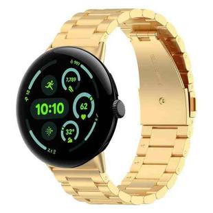 For Google Pixel Watch 3 45mm xDfind Three Beads Quick Release Metal Watch Band(Gold)