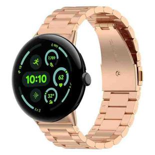 For Google Pixel Watch 3 45mm xDfind Three Beads Quick Release Metal Watch Band(Rose Gold)