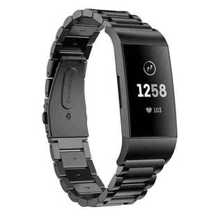 For Fitbit Charge 4 / 3 xDfind Three Beads Quick Release Metal Watch Band(Black)