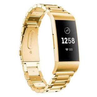 For Fitbit Charge 4 / 3 xDfind Three Beads Quick Release Metal Watch Band(Gold)
