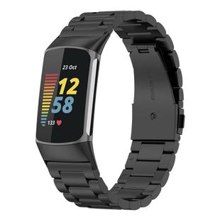 For Fitbit Charge 6 / 5 xDfind Three Beads Quick Release Metal Watch Band(Black)