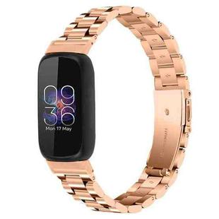 For Fitbit Inspire 3 xDfind Three Beads Quick Release Metal Watch Band(Rose Gold)