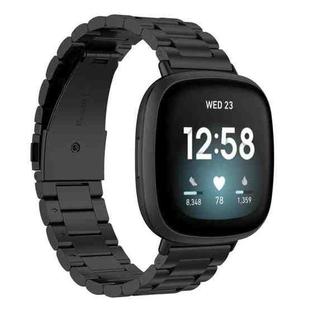 For Fitbit Versa 4 / 3 / Sense2 / 1 xDfind Three Beads Quick Release Metal Watch Band(Black)