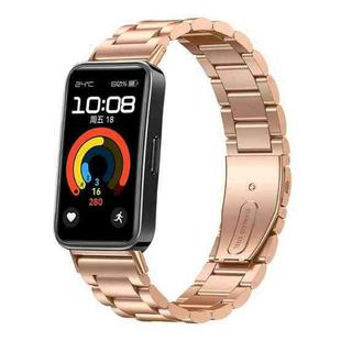 For Huawei Band 10 / 9 / 8 NFC xDfind Three Beads Quick Release Metal Watch Band(Rose Gold)
