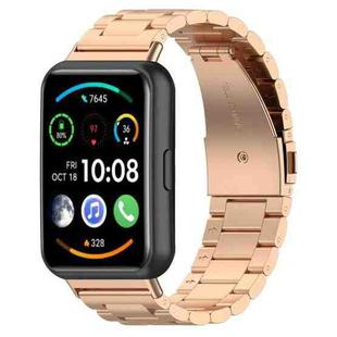 For Huawei Watch Fit 2 xDfind Three Beads Quick Release Metal Watch Band(Rose Gold)