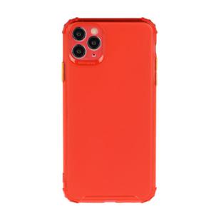 For iPhone 12 / 12 Pro TPU Color Translucent Four-corner Airbag Shockproof Phone Protective case(Transparent Red)