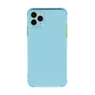 For iPhone 12 Pro Max TPU Color Translucent Four-corner Airbag Shockproof Phone Protective case(Transparent Blue)