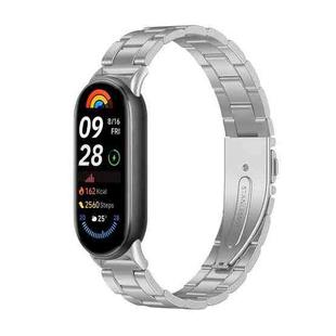 For Xiaomi Smart Band 10 / 9 / 8 NFC xDfind Three Beads Quick Release Metal Watch Band(Silver)