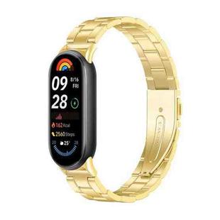 For Xiaomi Smart Band 10 / 9 / 8 NFC xDfind Three Beads Quick Release Metal Watch Band(Gold)