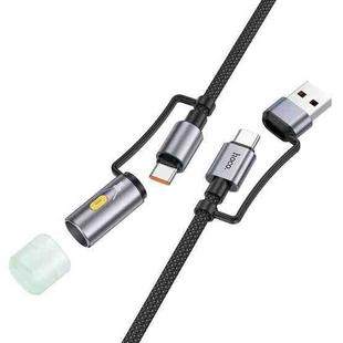 hoco U138 3A USB / Type-C to Type-C / LED Light 4 in 1 Charging Data Cable, Length: 1.2m(Black)