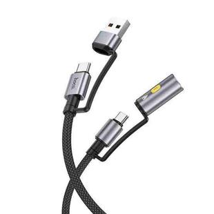 hoco U138 3A USB / Type-C to Type-C / Cigarette Lighter 4 in 1 Charging Data Cable, Length: 1.2m(Black)