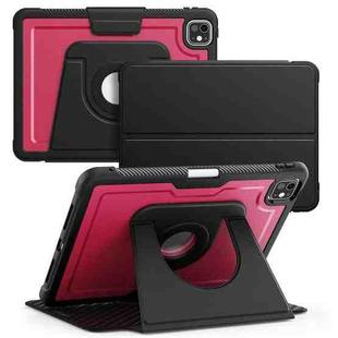 For iPad Pro 11 2024 Honeycomb Magnetic Rotation Holder Leather Smart Tablet Case(Wine Red)