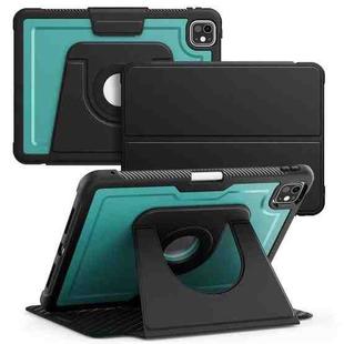 For iPad Pro 11 2024 Honeycomb Magnetic Rotation Holder Leather Smart Tablet Case(Dark Green)