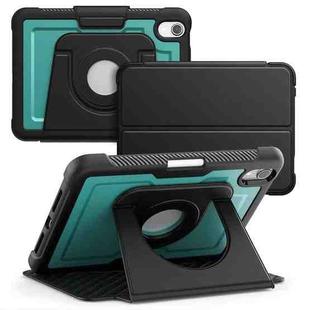 For iPad mini 2024 / mini 6 Honeycomb Magnetic Rotation Holder Leather Smart Tablet Case(Dark Green)