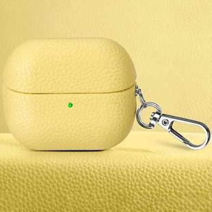 For Samsung Galaxy Buds 3 / 3 Pro Litchi Texture PU Earphones Case with Hook(Yellow)