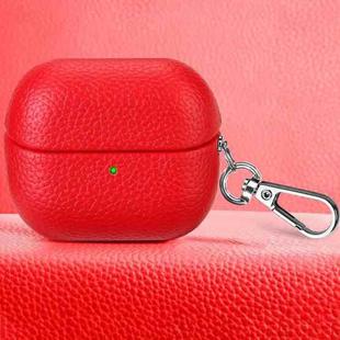 For Samsung Galaxy Buds 3 / 3 Pro Litchi Texture PU Earphones Case with Hook(Red)