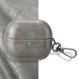 For Samsung Galaxy Buds 3 / 3 Pro Retro Crazy Horse Texture PU Earphones Case with Hook(Dark Grey)