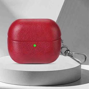 For Samsung Galaxy Buds 3 / 3 Pro Oily Skin Texture PU Earphones Case with Hook(Red)