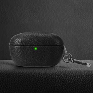 For Sony WF-1000XM5 Litchi Texture PU Earphones Case with Hook(Black)