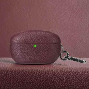 For Sony WF-1000XM5 Litchi Texture PU Earphones Case with Hook(Wine Red)
