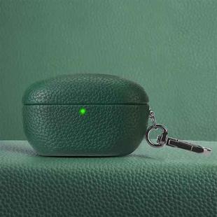 For Sony WF-1000XM5 Litchi Texture PU Earphones Case with Hook(Dark Green)