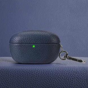 For Sony WF-1000XM5 Litchi Texture PU Earphones Case with Hook(Dark Blue)