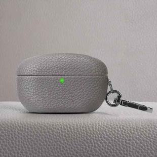 For Sony WF-1000XM5 Litchi Texture PU Earphones Case with Hook(Haze Grey)
