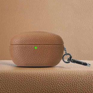 For Sony WF-1000XM5 Litchi Texture PU Earphones Case with Hook(Brown)