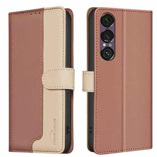 For Sony Xperia 1 VII Color Matching RFID Anti-theft Leather Phone Case(Brown)