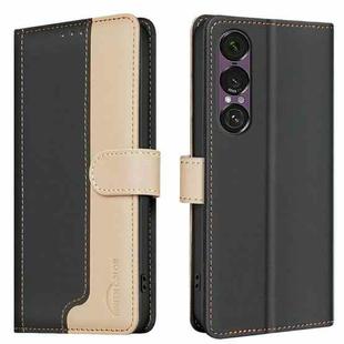 For Sony Xperia 1 VII Color Matching RFID Anti-theft Leather Phone Case(Black)