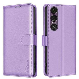 For Sony Xperia 1 VII Litchi Texture RFID Anti-theft Leather Phone Case(Purple)