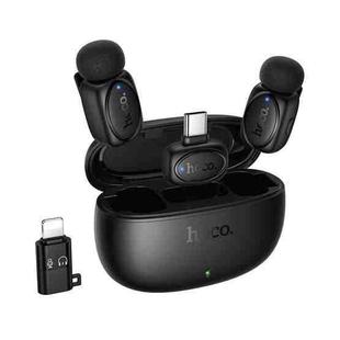 hoco L19 Graceful USB-C / Type-C and 8 Pin Dual Mic Lavalier Wireless Mini Microphone(Black)