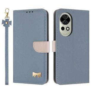 For Huawei nova 12 Pro / 12 Ultra Metal Bow Leather Phone Case with Hand Strap(Light Blue)