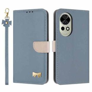 For Huawei nova 12 5G / 13 5G Metal Bow Leather Phone Case with Hand Strap(Light Blue)