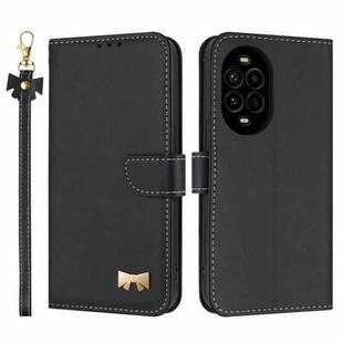 For Huawei nova 13 Pro 5G Metal Bow Leather Phone Case with Hand Strap(Black)
