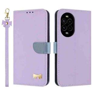 For Huawei nova 13 Pro 5G Metal Bow Leather Phone Case with Hand Strap(Purple)