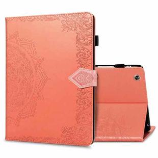 For iPad 2 / 3 / 4 Halfway Mandala Embossing Pattern Horizontal Flip PU Leather Case with Card Slots & Holder(Orange)