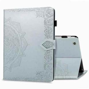 For iPad 2 / 3 / 4 Halfway Mandala Embossing Pattern Horizontal Flip PU Leather Case with Card Slots & Holder(Silver)